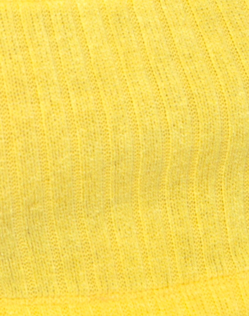 Image of Beeren Crop Top aus Rippenstrick Gelb