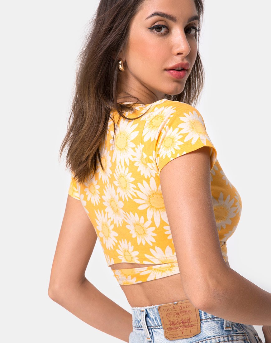 Biaz Wrap Crop in Sunkissed Floral Gelb