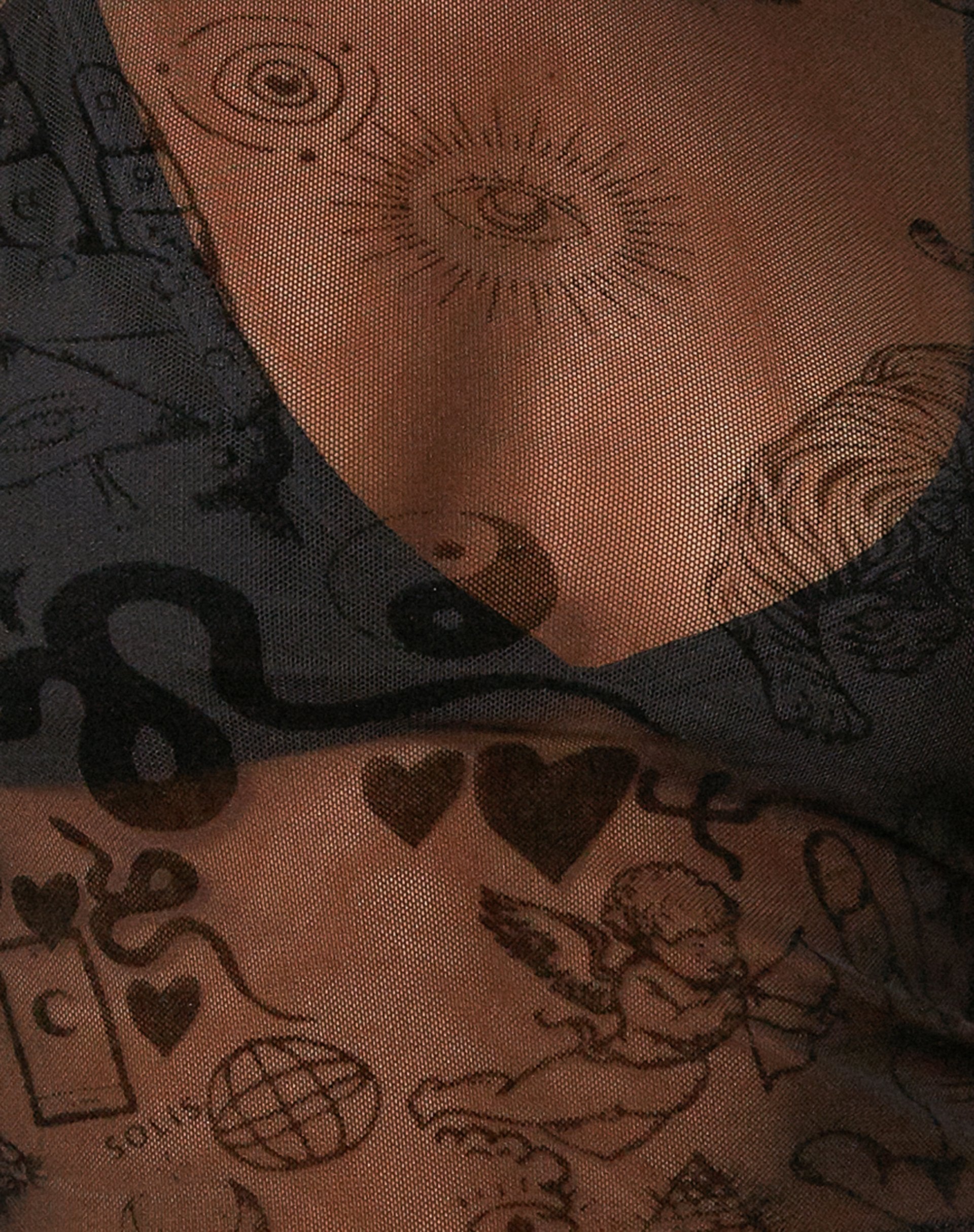 Bild von Bika Vest Top in Schwarz Hand und Herz Flock