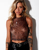 Image of Bika Vest Top aus Mesh Gradient Cheetah Brown