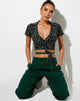 Image of Bilar Crop Top aus fließender Blume Schwarz