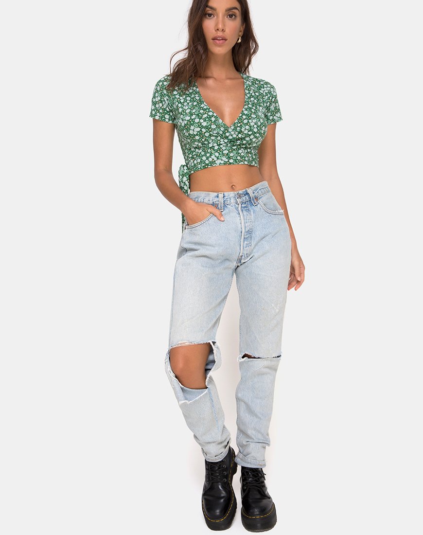 Bild von Bilen Top in Floral Field Green