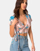 Image of Bilen Crop Top in Dschungelblume Blau und Creme
