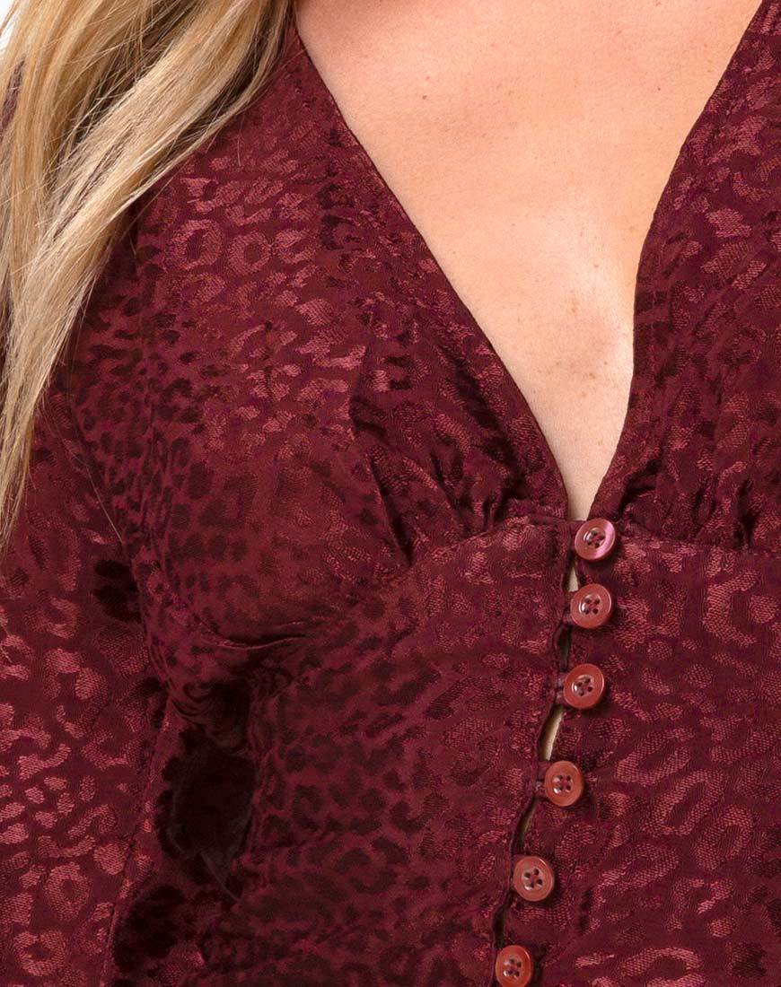Image of Bina Crop Top aus Satin Gepard Burgundy