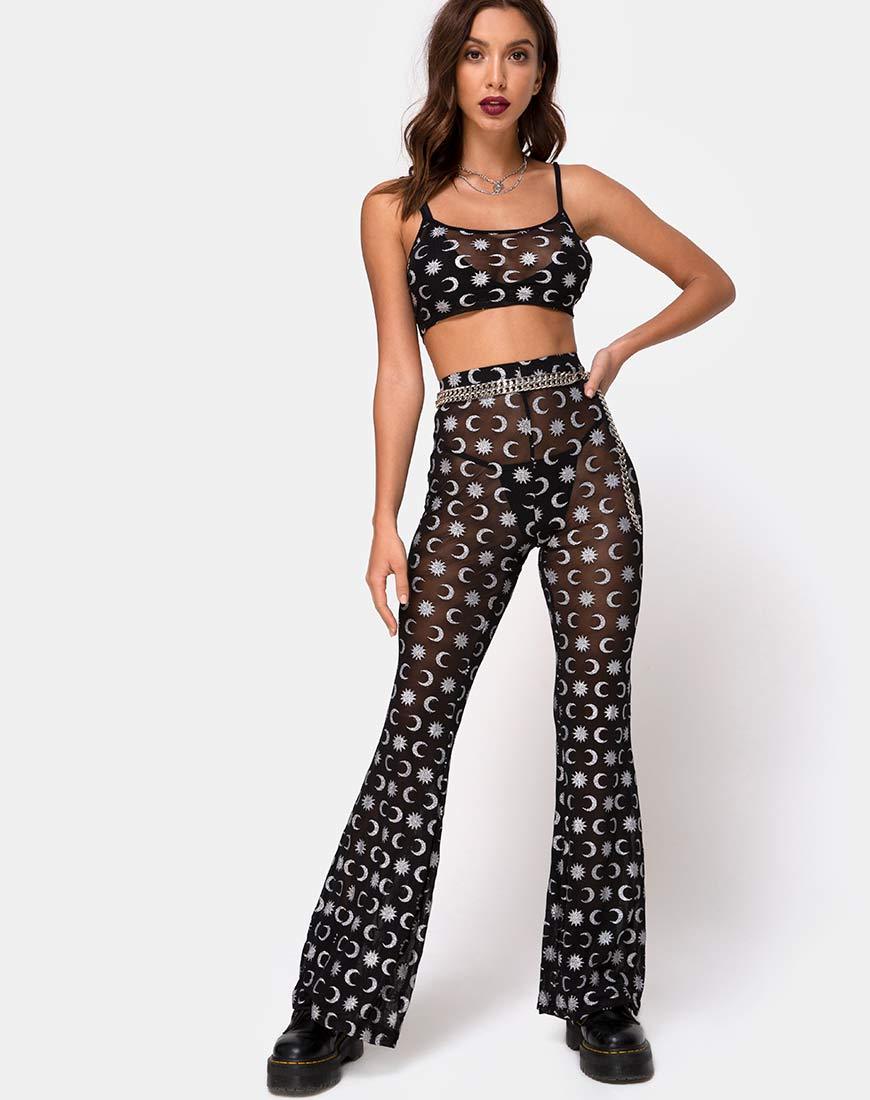 Image of Herlom Flare Trouser in Over the Moon Schwarz mit Glitter