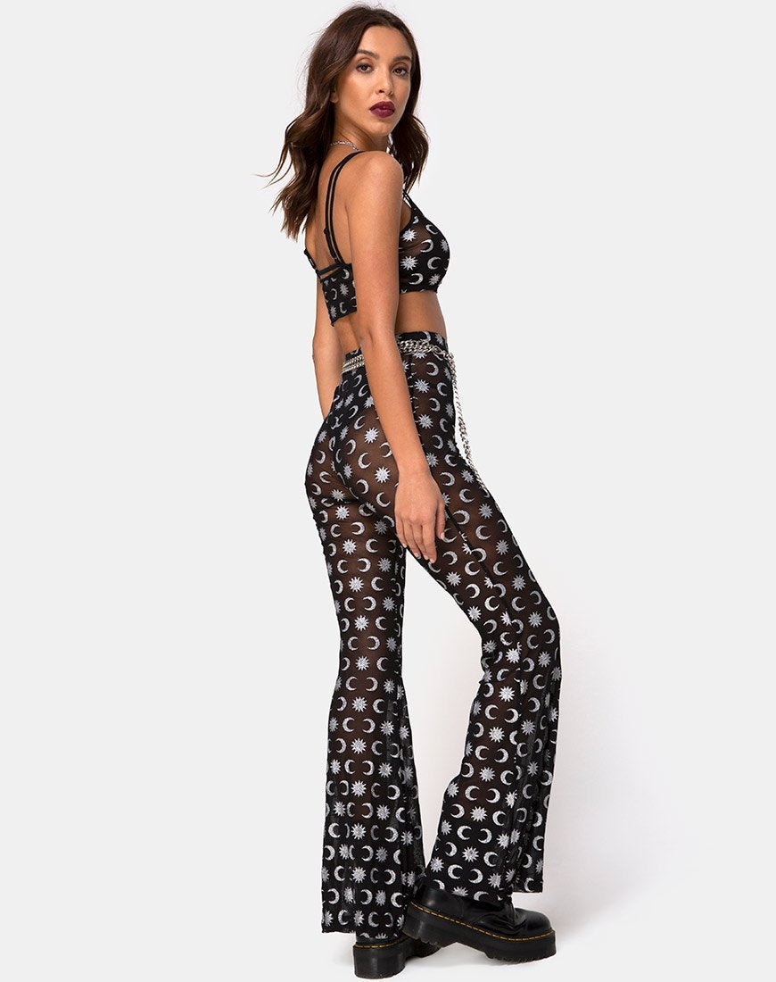 Image of Herlom Flare Trouser in Over the Moon Schwarz mit Glitter