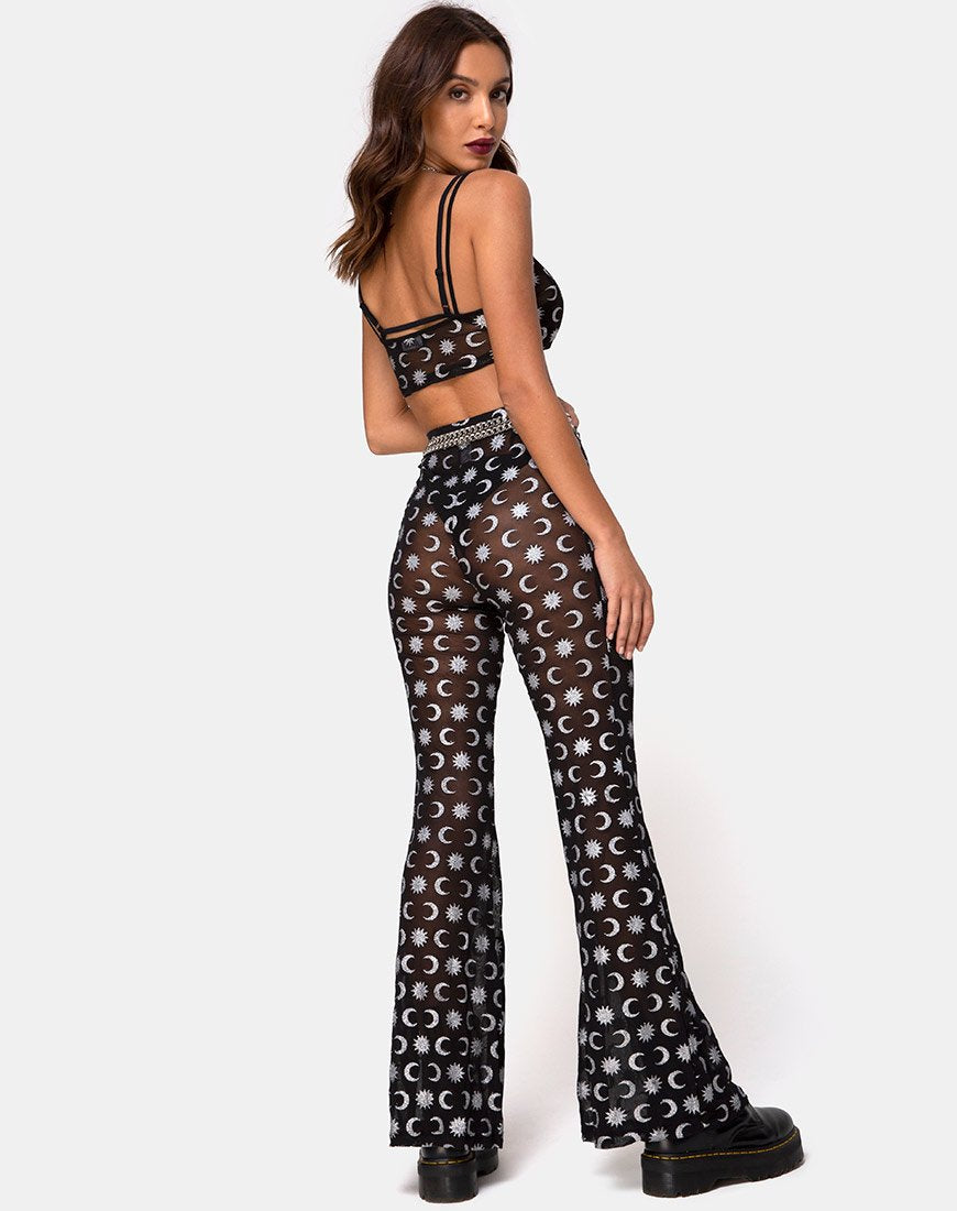 Image of Herlom Flare Trouser in Over the Moon Schwarz mit Glitter