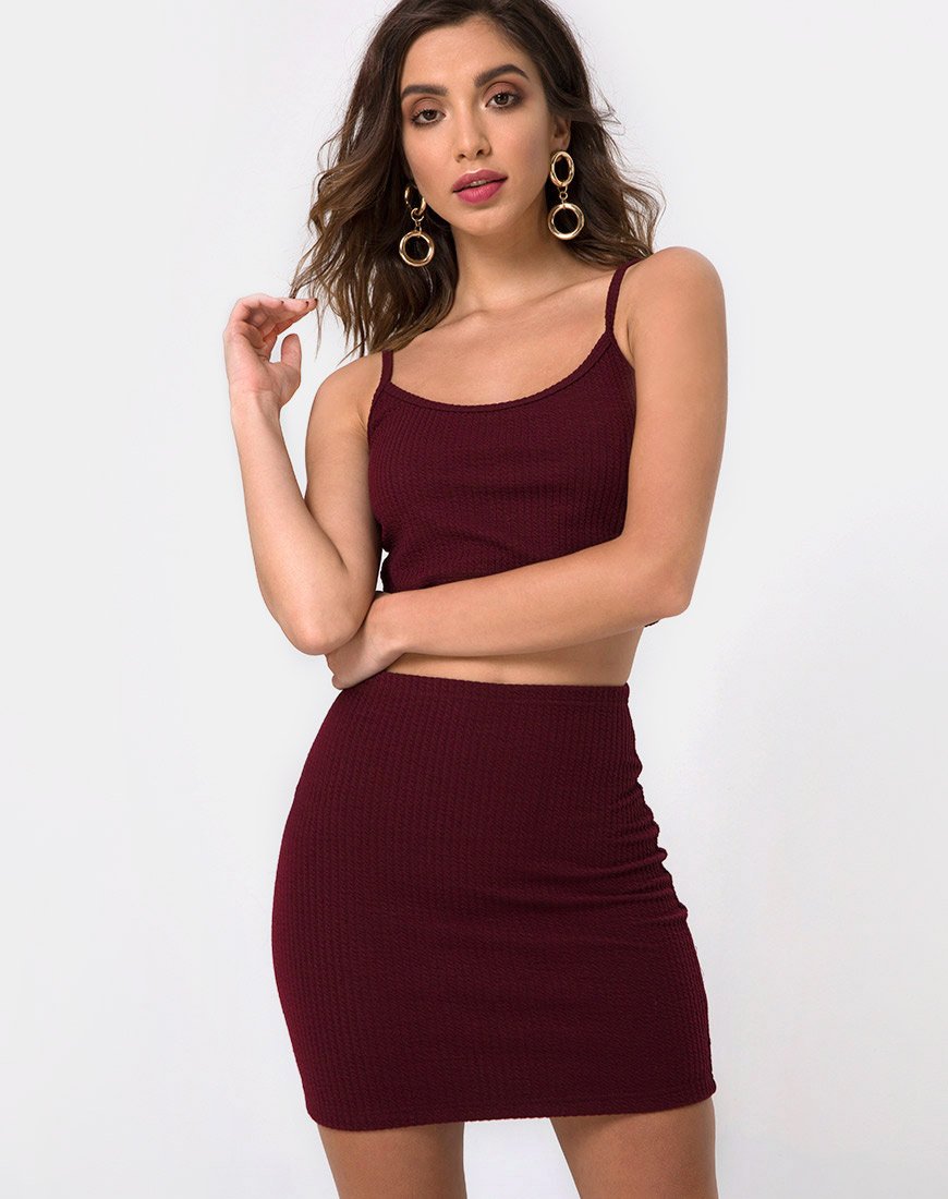 Kimmy Bodycon-Rock in Burgunderrot