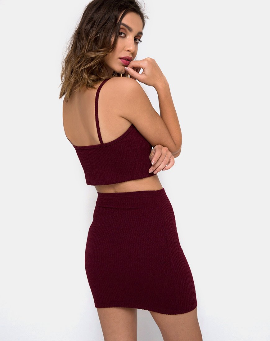 Kimmy Bodycon-Rock in Burgunderrot