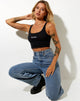 Image of Blois Crop Top aus Lycra Schwarz Paradies Embro