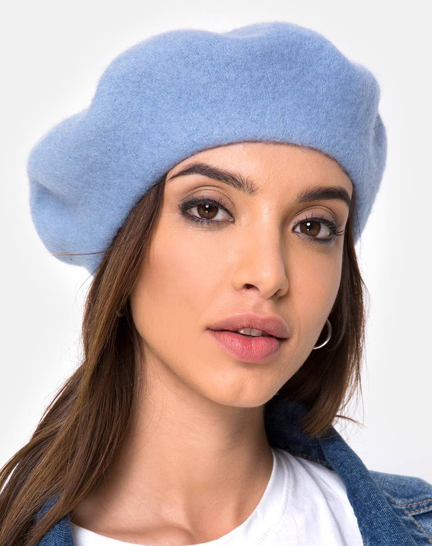 Beret aus Wolle in Blau