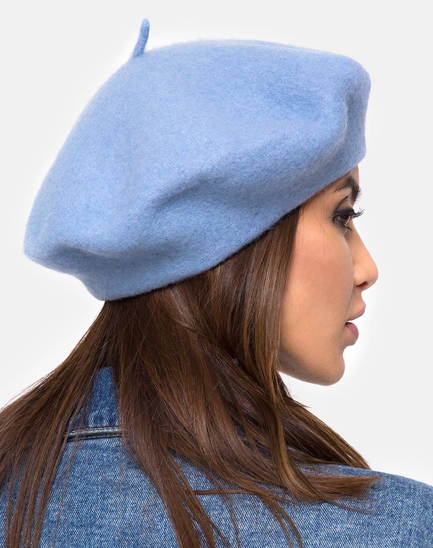 Beret aus Wolle in Blau