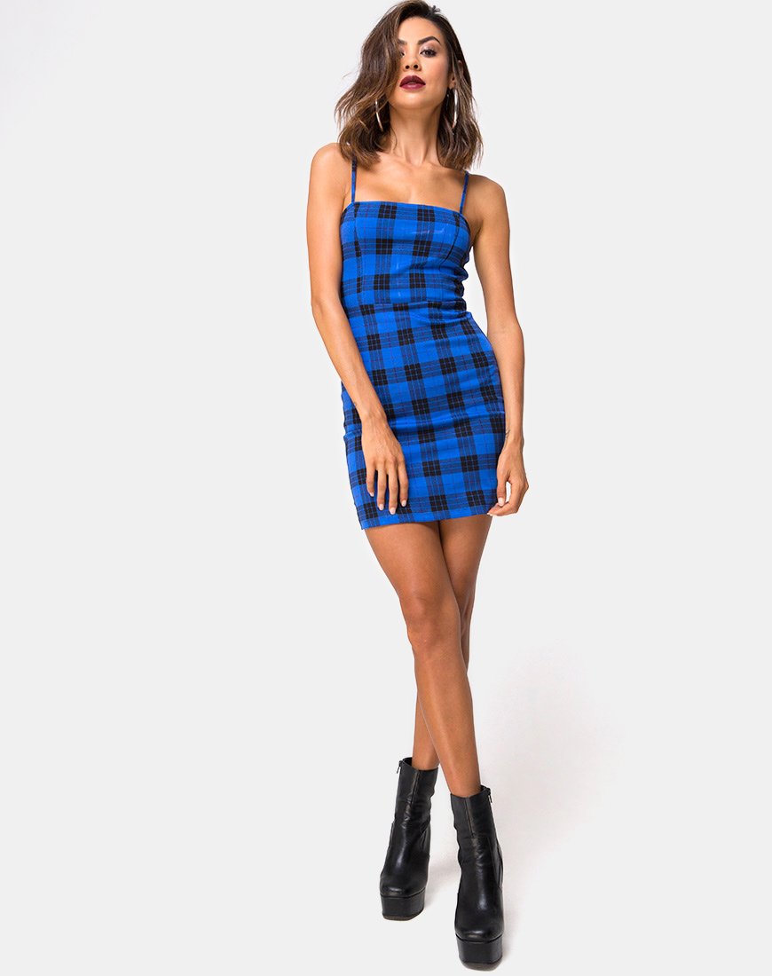 Image of Boco Minikleid in Tartan Blau