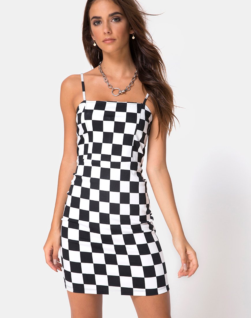 Boco Kleid aus Karo-Pappe Medium S/W