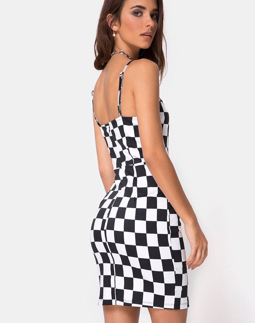 Boco Kleid aus Karo-Pappe Medium S/W