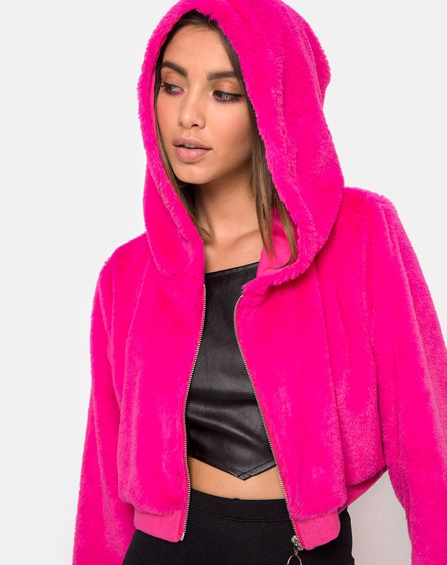 Bomb Hoody aus Fell Zip Magenta