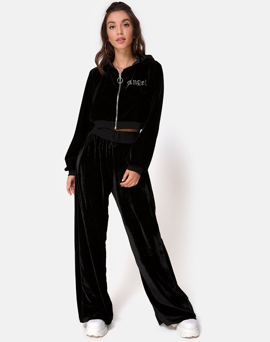 Image of Bomb Hoodie in Schwarz mit Engelsdiamanten Hot Fix