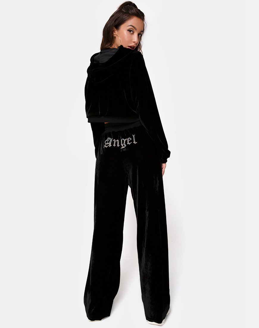 Image of Bomb Hoodie in Schwarz mit Engelsdiamanten Hot Fix
