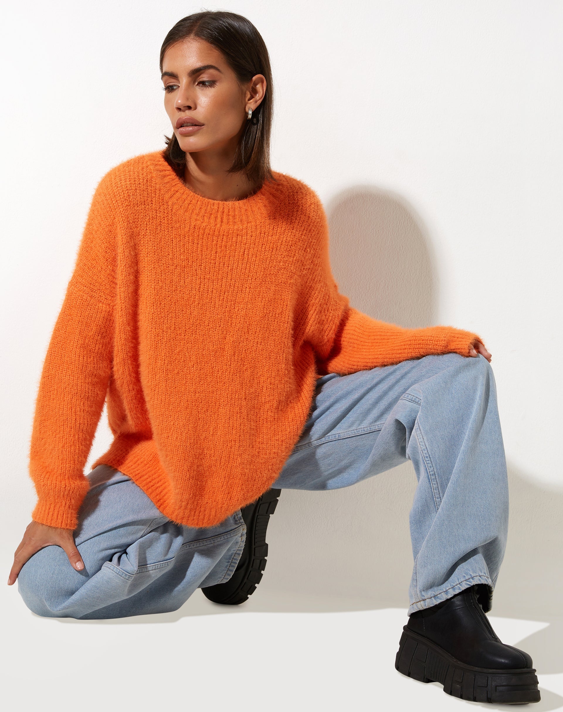 Abbildung des Bondy Pullovers in Knit Persimmon Orange
