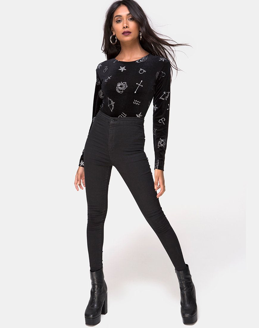 Image of Bonella Mieder aus schwarzem Samt Medium Astro Glitter