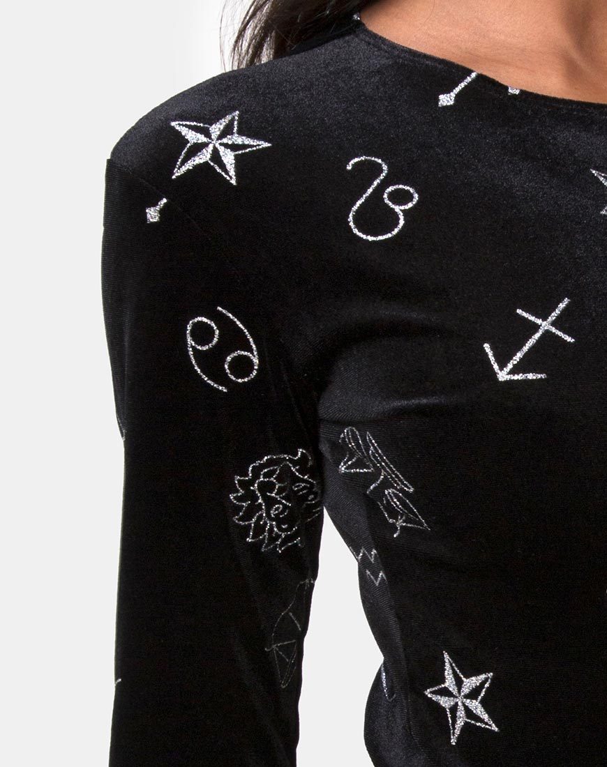Image of Bonella Mieder aus schwarzem Samt Medium Astro Glitter