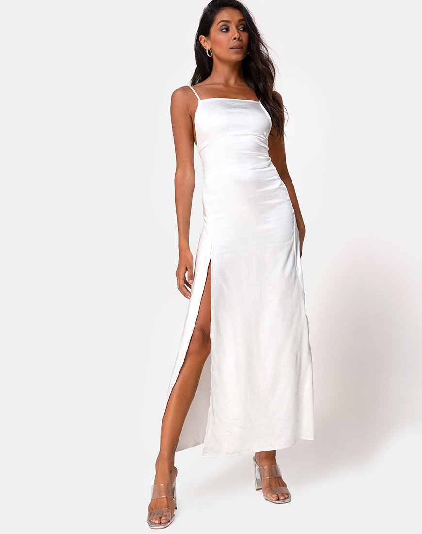 Bonita Kleid aus Satin in Elfenbein