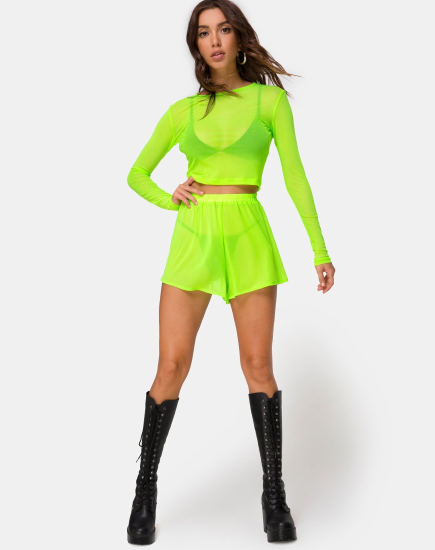Bild von Bonnie Crop Top in Fluro Gelb Netz