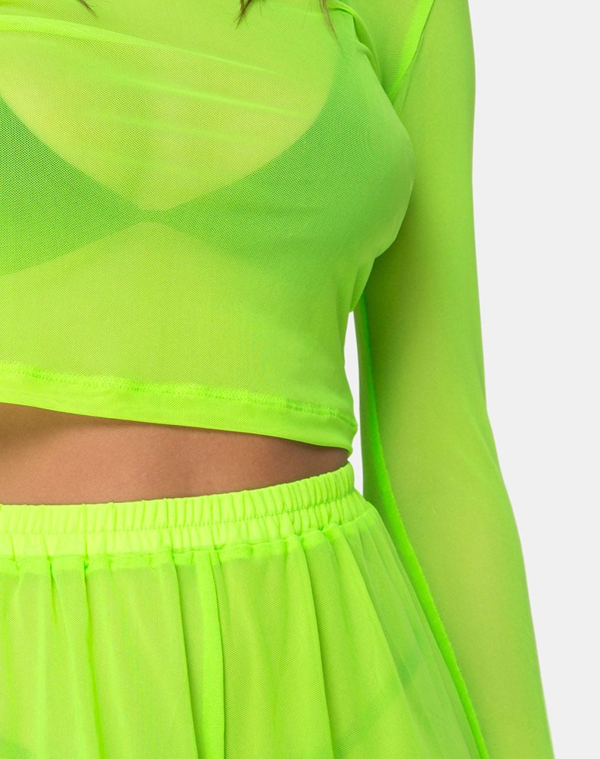 Bild von Bonnie Crop Top in Fluro Gelb Netz