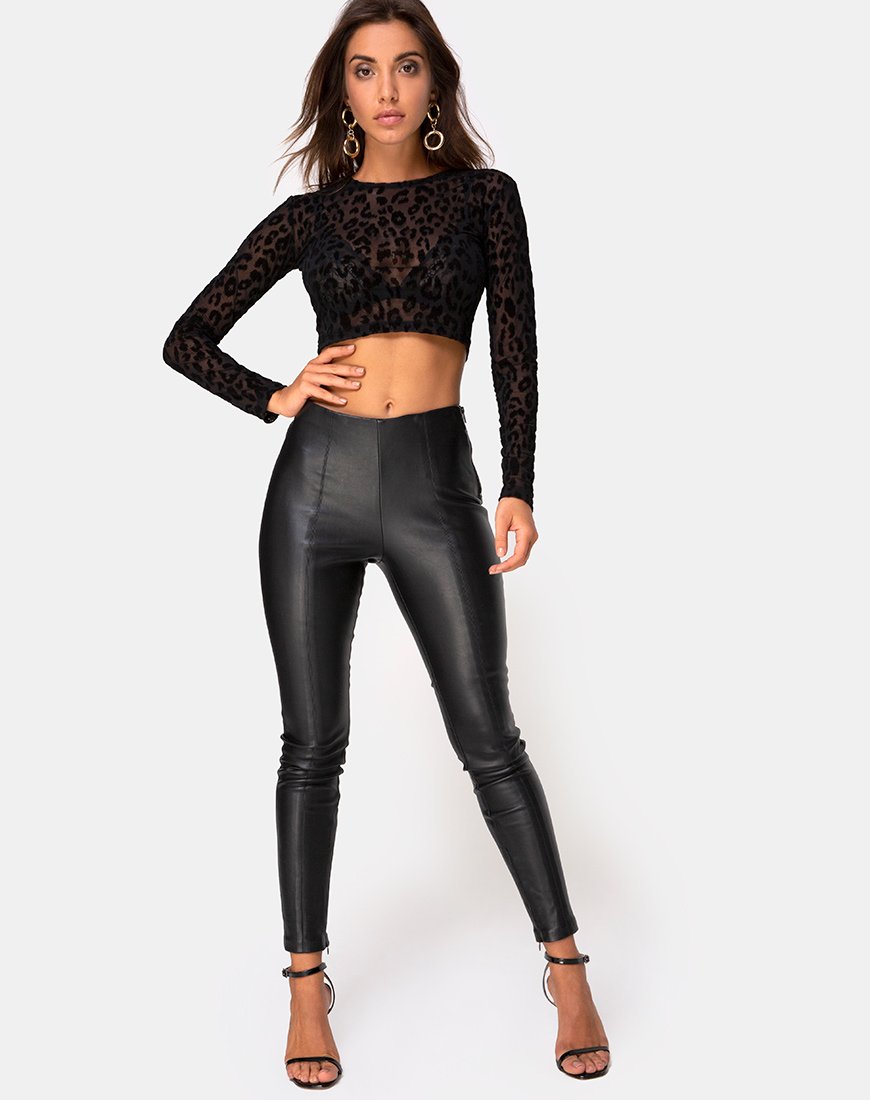 Image of Bonnie Crop Top aus Tiernetz Schwarz