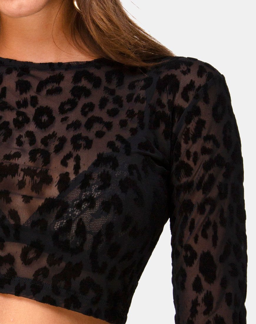 Image of Bonnie Crop Top aus Tiernetz Schwarz