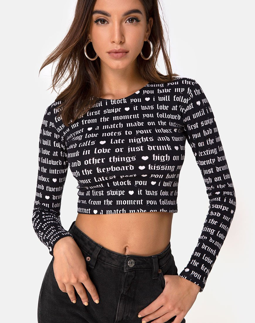 Bild von Bonnie Crop Top in Schwarz Love At First Swipe