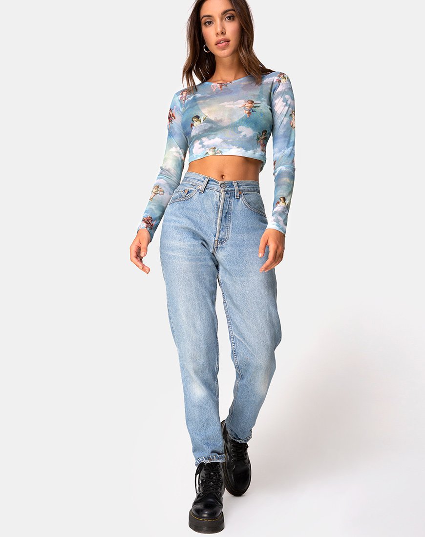 Bild von Bonnie Crop Top in Angel Sky Blue Mesh