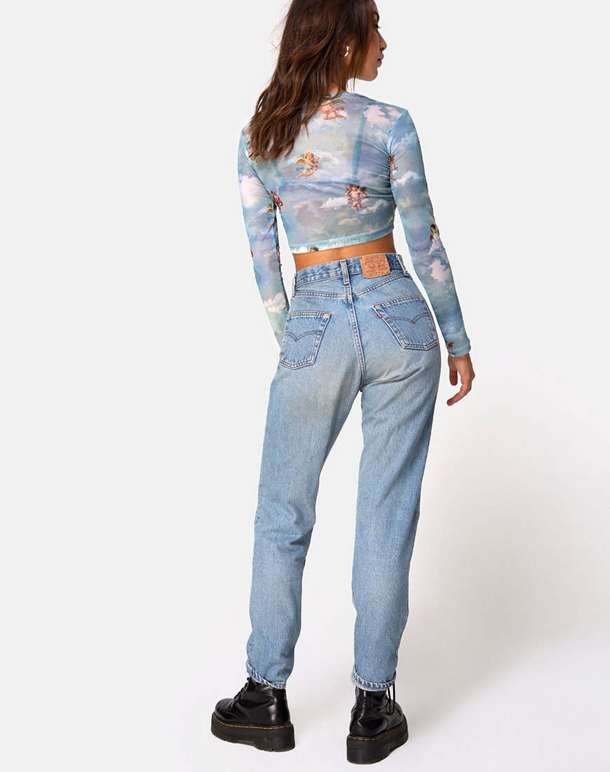Bild von Bonnie Crop Top in Angel Sky Blue Mesh