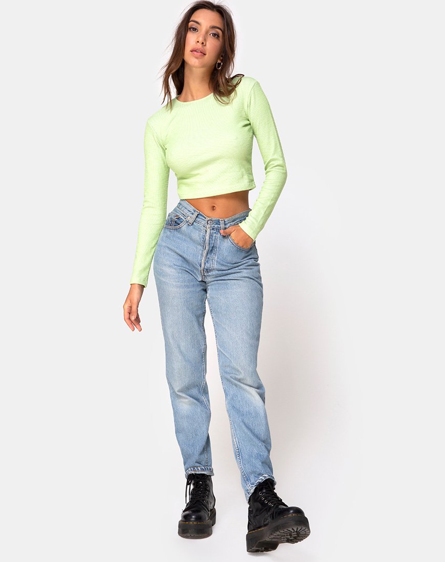 Bild von Bonnie Crop Top in Rippe Pastell Limette