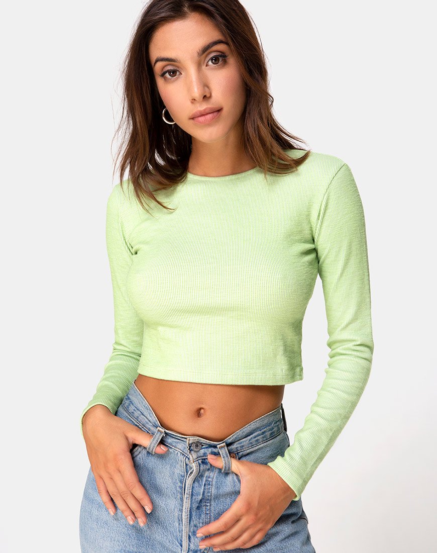 Bonnie Crop Top aus Rippstrick in Pastelllimette