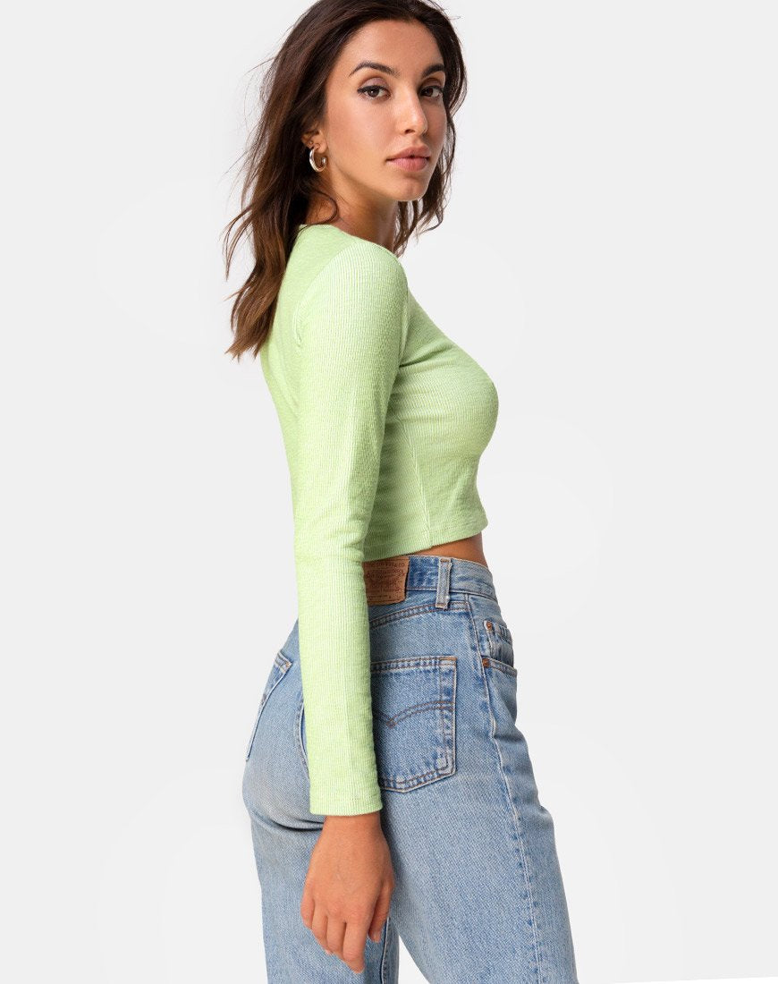 Bonnie Crop Top aus Rippstrick in Pastelllimette