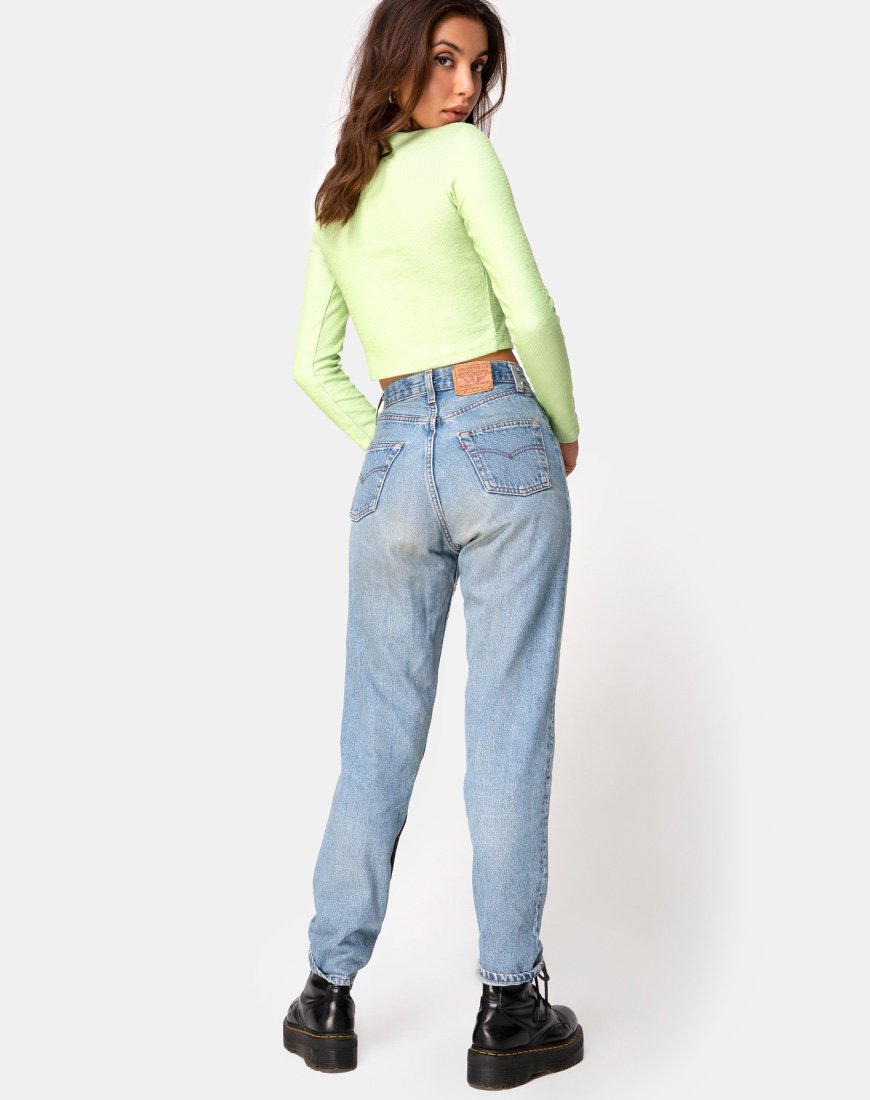 Bild von Bonnie Crop Top in Rippe Pastell Limette