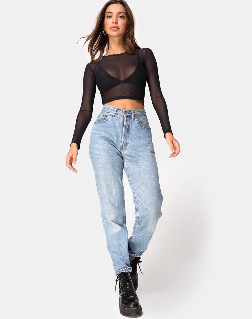 Bild von Bonnie Crop Top aus schwarzem Netz