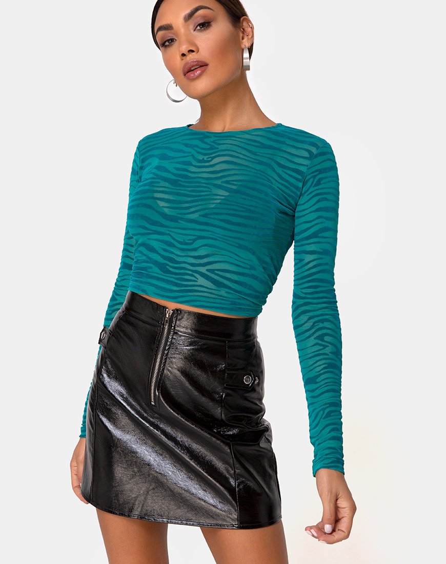 Bonnie Crop Top in Zebra Flock Waldgrün