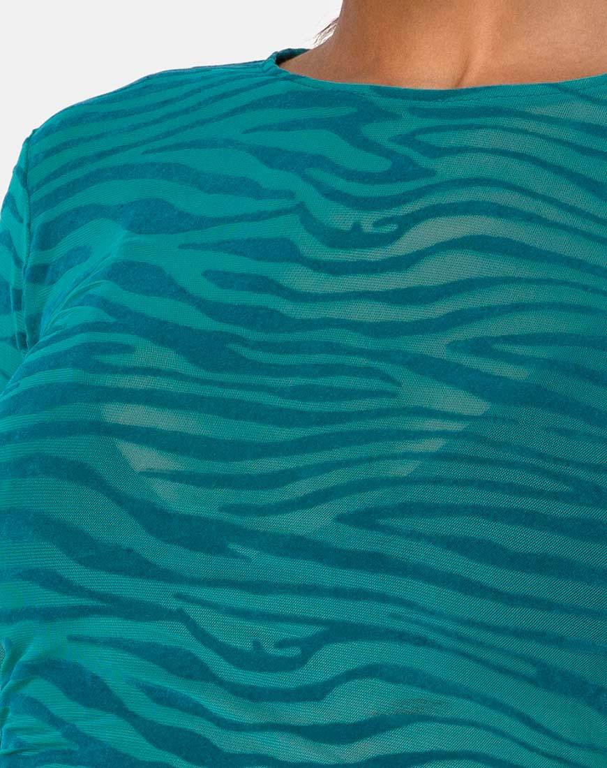 Bild von Bonnie Crop Top in Zebra Flock Waldgrün