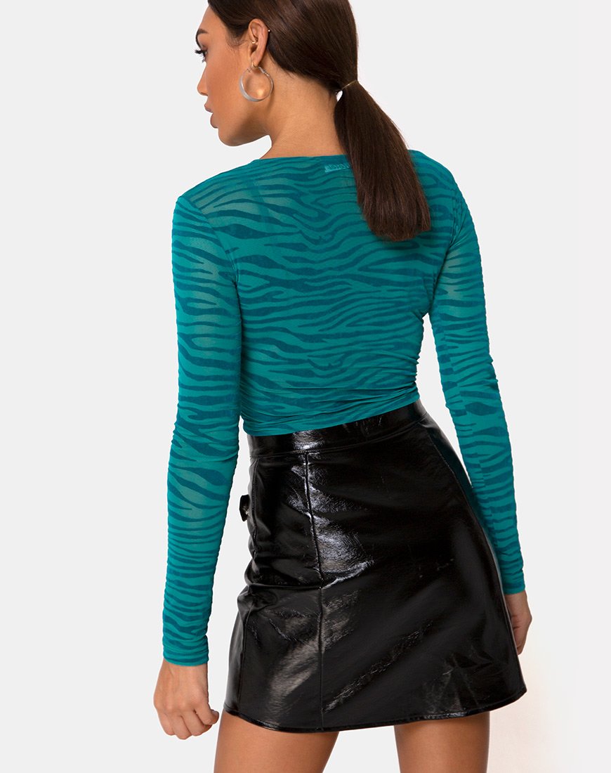 Bonnie Crop Top in Zebra Flock Waldgrün
