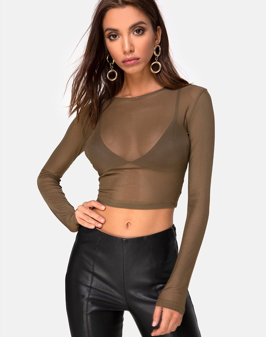 Bonnie Top in Netz-Khaki