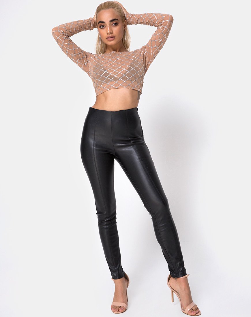 Bild von Bonnie Crop Top in Cross Linked Glitter Net Tan