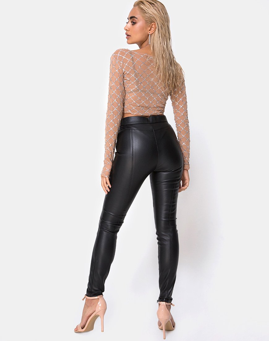 Bild von Bonnie Crop Top in Cross Linked Glitter Net Tan