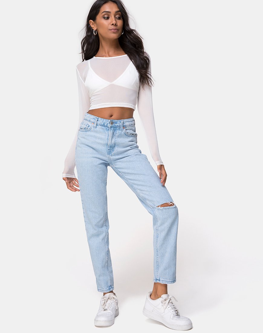 Bild von Bonnie Crop Top aus elfenbeinfarbenem Netz