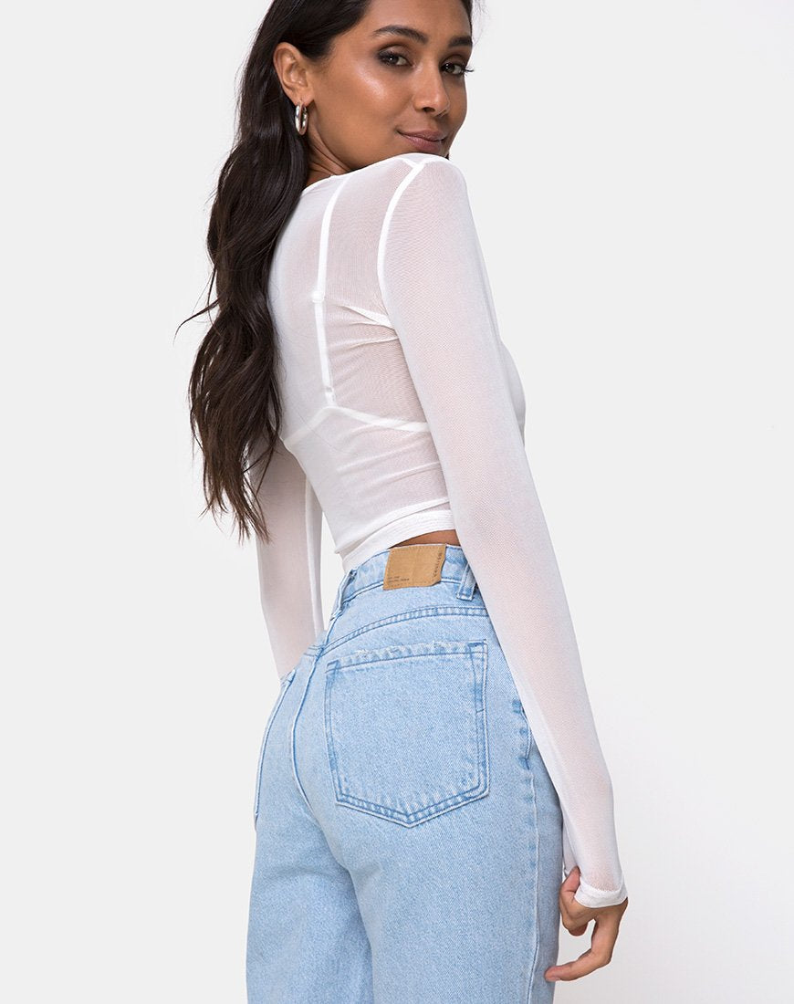 Bonnie Crop Top aus elfenbeinfarbenem Netz