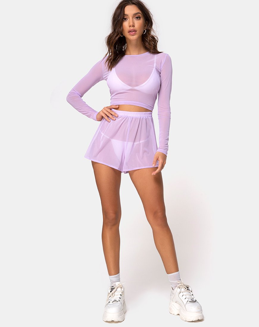 Bild von Bonnie Crop Top in Netz Flieder