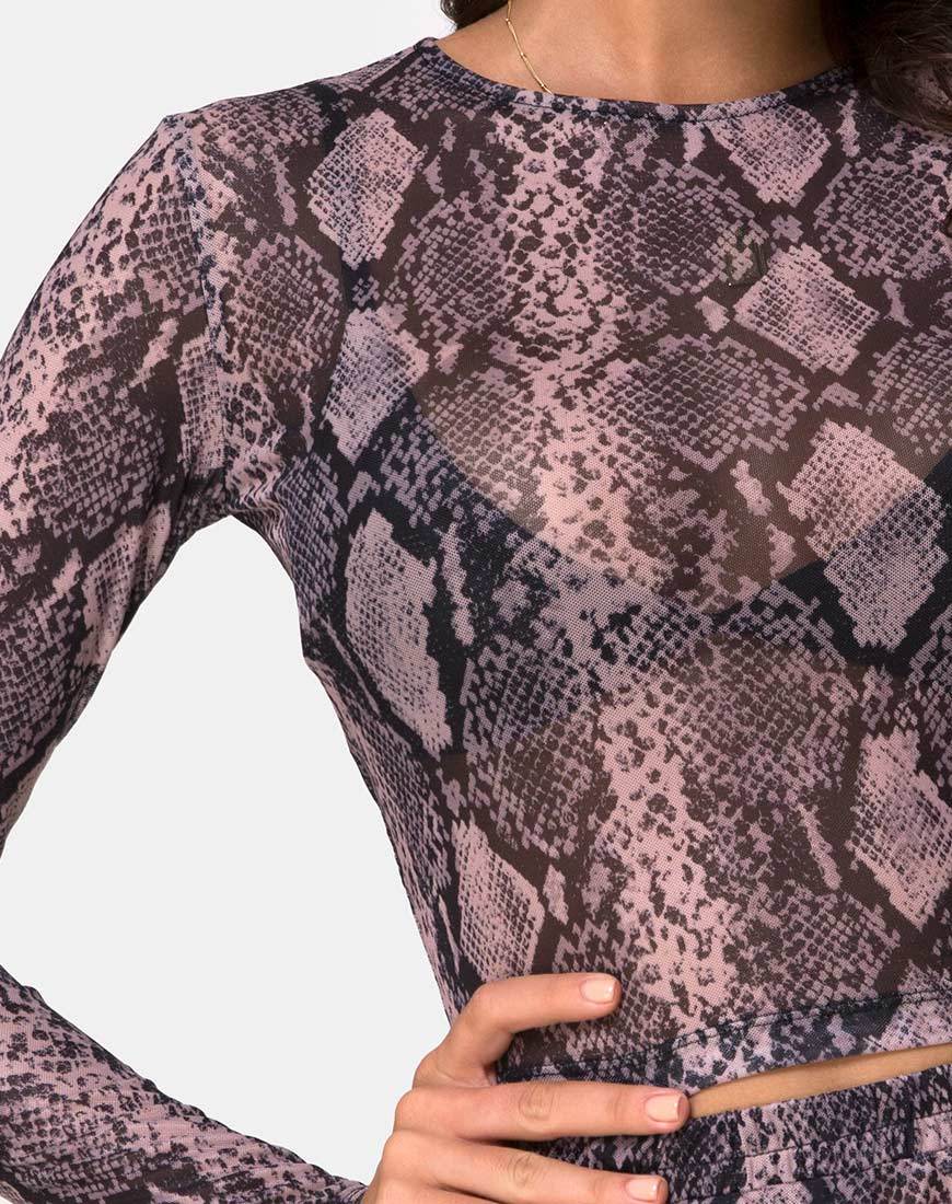 Bild von Bonnie Crop Top Net in Taupe Snake