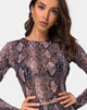 Bild von Bonnie Crop Top Net in Taupe Snake