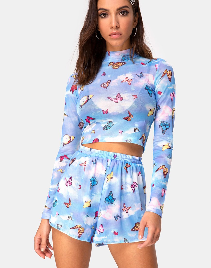 Boris Short in Mesh Blau Schmetterling